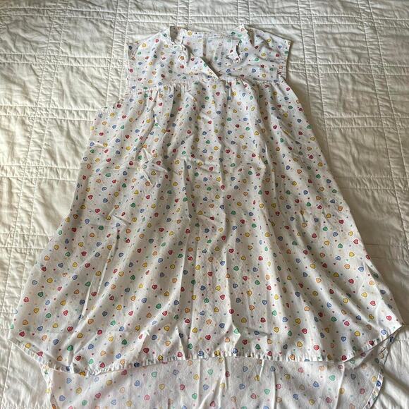 handmade white sleeveless heart shift nightgown size large modest sleepwear - Picture 3 of 8